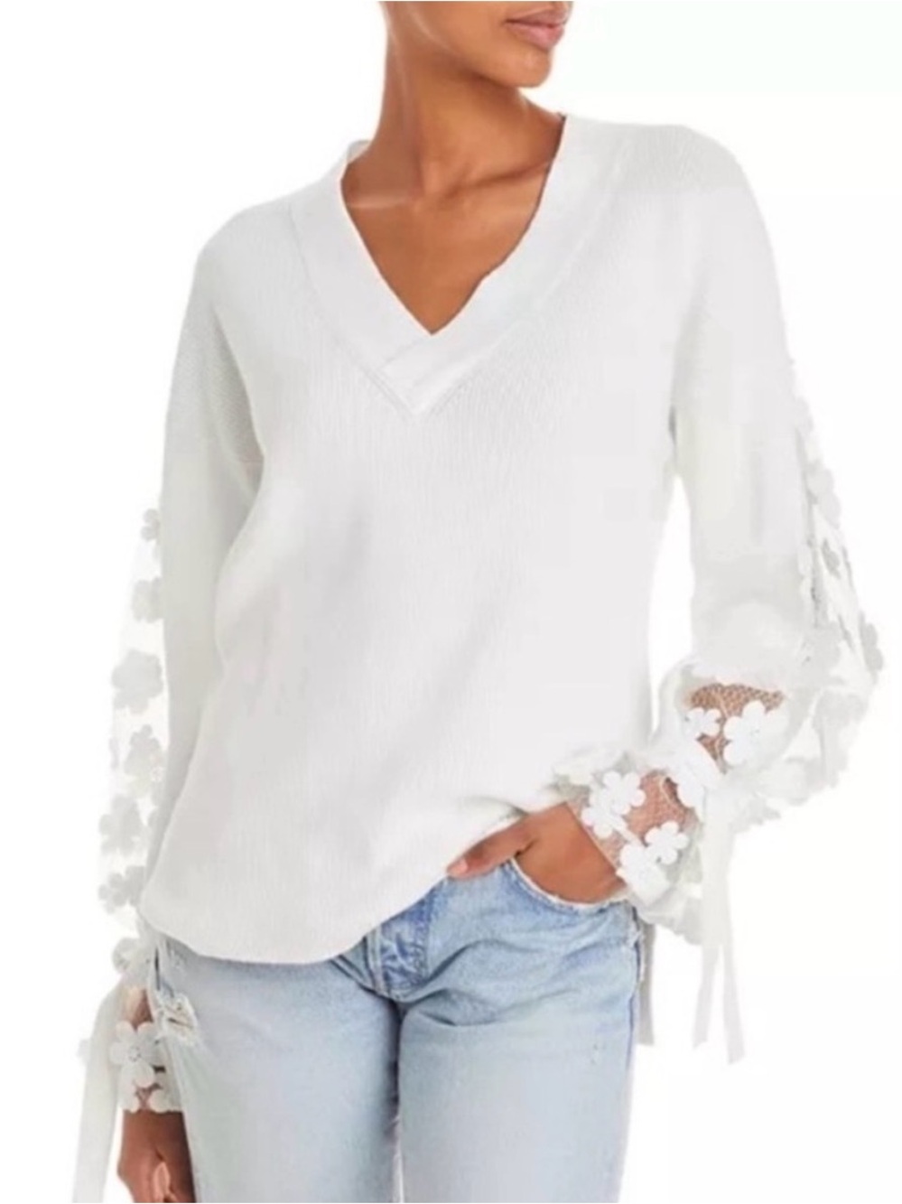 NWT: French Connection Caballo Floral Lace Sleeve Sweater